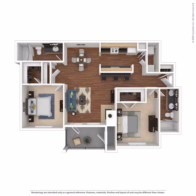 2 Bed 2 Bath 1128 SqFt (1030 Net) 0337 floor plan